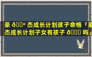 豪 🌺 杰成长计划孩子命格「豪杰成长计划子女有孩子 🐎 吗」